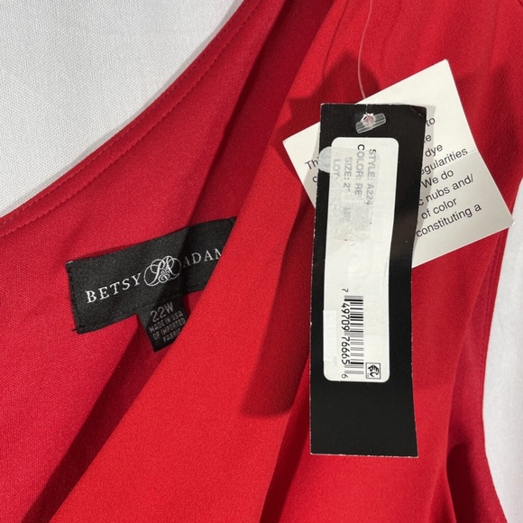 NWT Betsy & Adam [ PLUS size 22W‎ ] Sweetheart V Neck Ruched Gown Red - Picture 7 of 12